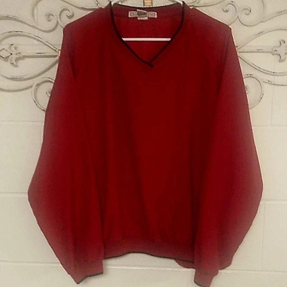 IZOD CLUB GOLF OR SPORTS V-NECK PULL OVER SHIRT JACKET WITH LARGE POCKETS